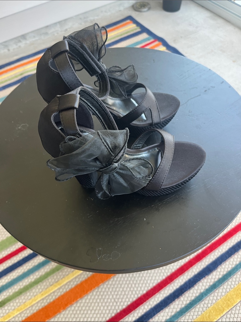 Chic Black High Heel Sandals with Decorative Bow